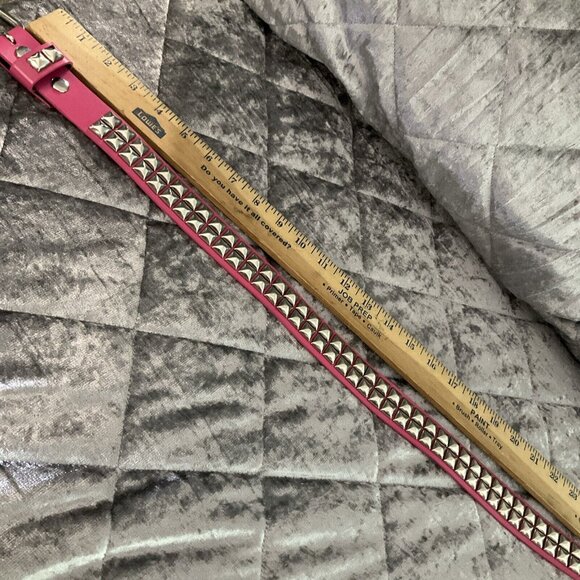 Hot Topic Hot Pink Silver Studded Belt Size 32 Punk Retro - Picture 5 of 7